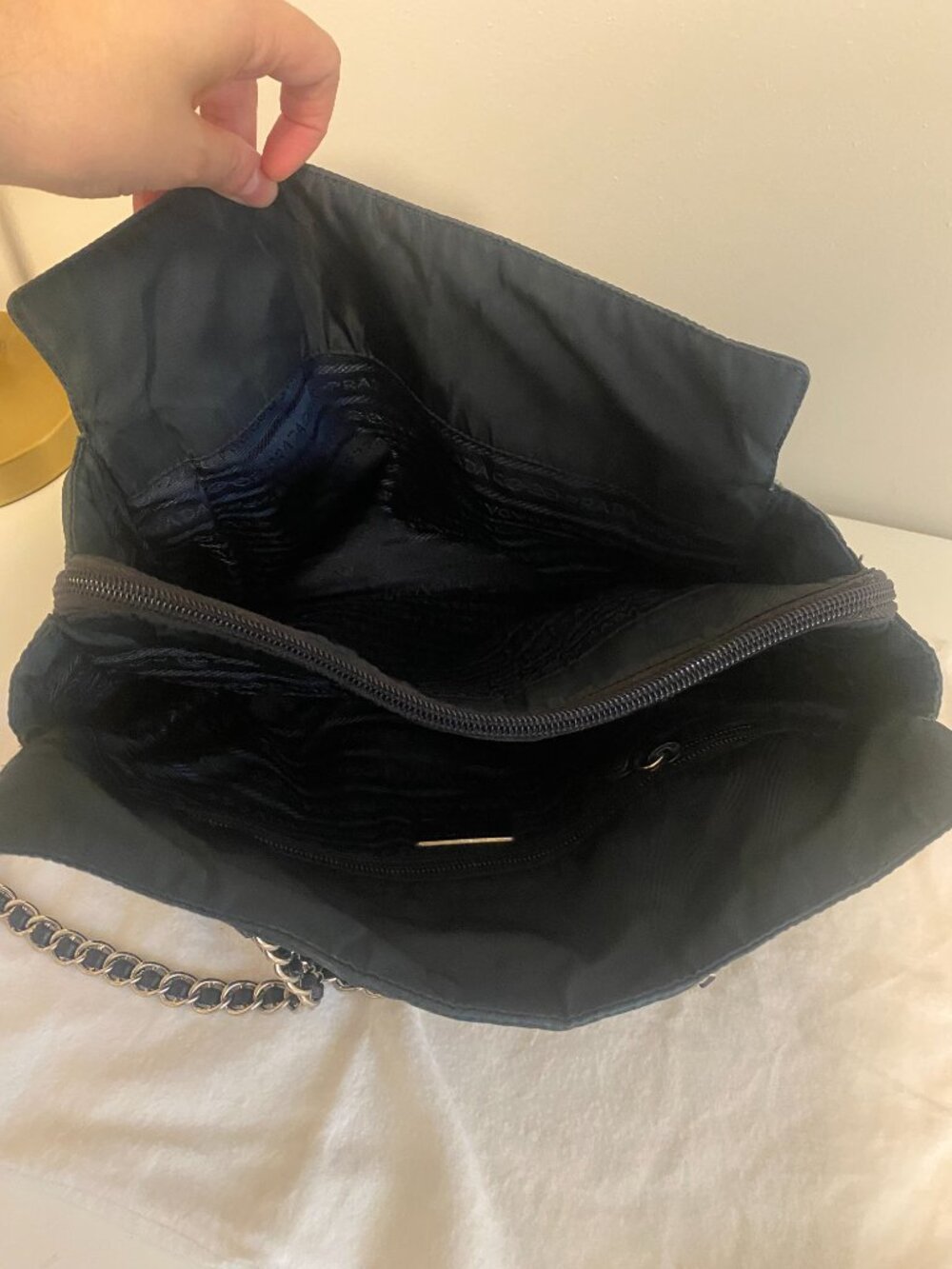 Authentic Preowned Classic Prada Nylon Shoulder Bag in Dark Navy. - Picture 5 of 17